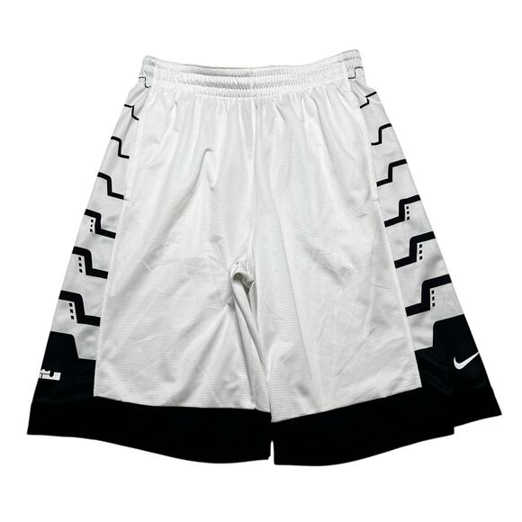 Nike Lebron James Men's Dri-Fit White Basketball Shorts w/Side Pockets Sz Large - Picture 1 of 9